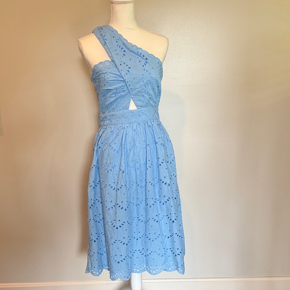 French Connection Sky Blue One-Shoulder Dress